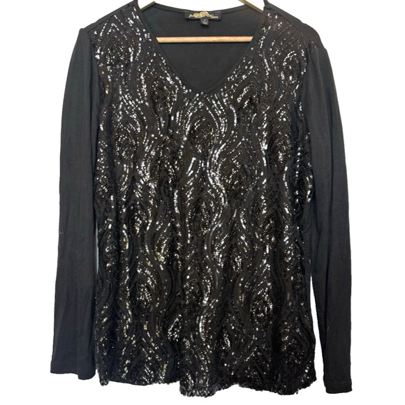 Joan Boyce Womens Sequin V-Neck Formal Top Size M Evening Party Event Holiday - Picture 1 of 9